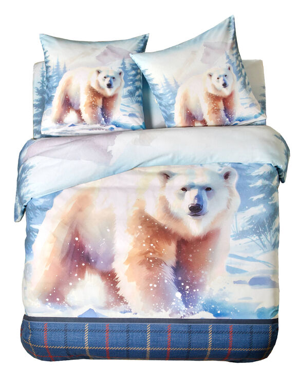 Linge de lit imprimé Ben en coton  (bleu) Linge de lit imprimé Ben en coton  (bleu)